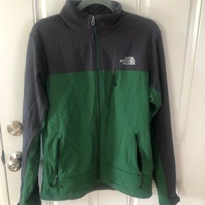 The North Face TNF Apex Jacket Black & Green Full Zip Soft Shell Size Medium